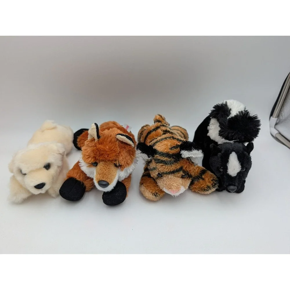 Aurora Plush Animal Lot Fox Tiger Skunk Polar Bear Mini Flopsies Zoo Wildlife